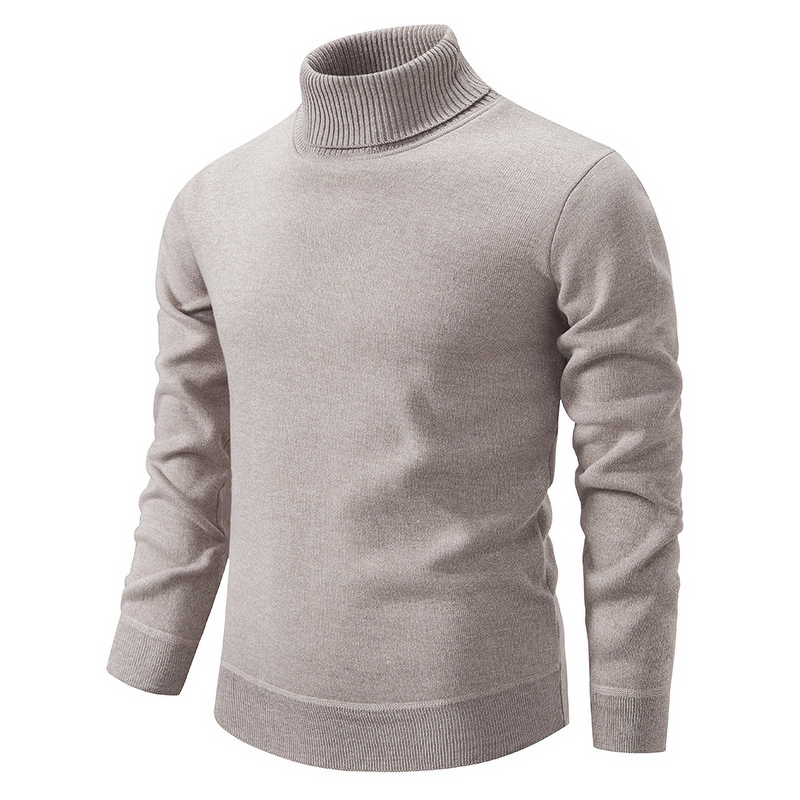 Cotton Sweater Factory - OEM Autumn Winter Men's Cotton Sweater Knitted Long Sleeve Pullover Trendy High Neck Anti-pilling
