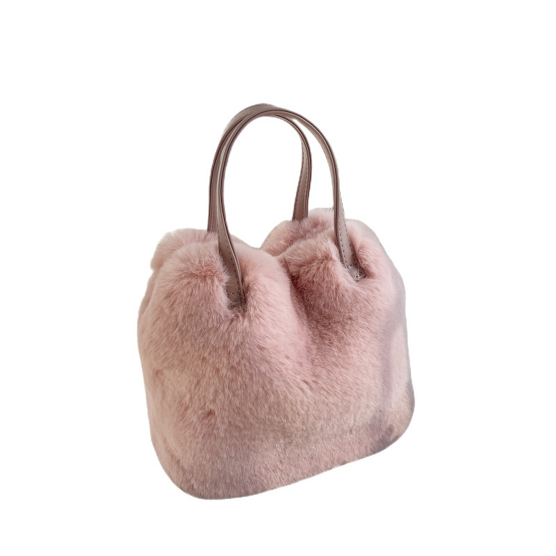 Bucket Handbag Factory - OEM Autumn Winter Fashion Fur Plush Bag New Practical Large Capacity Bucket Handbag