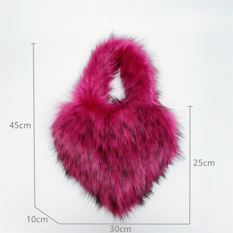 Heart Bag Manufacturer - OEM European American Style New Small Cross-Body Heart Bag Fur Plush Shell Family Style