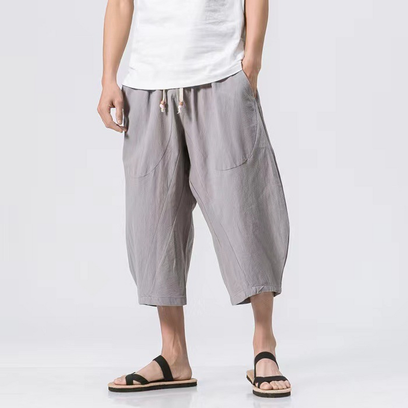 Summer Casual Pants Factory - OEM Men's Lightweight Flat Front Linen/Cotton Summer Casual Pants Plus Size Loose Fit