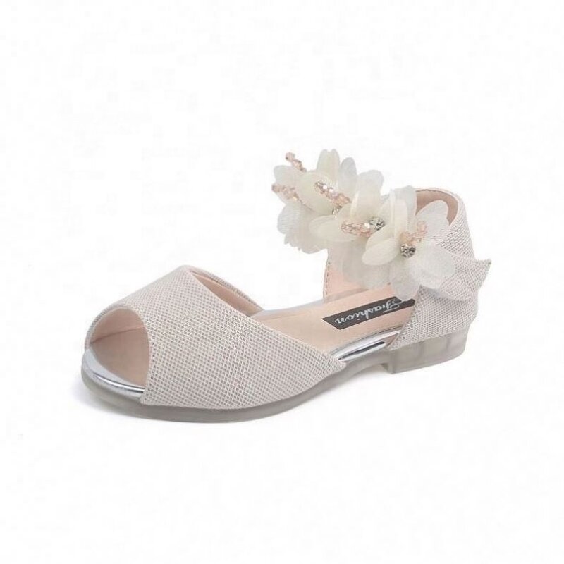 Open Toe Sandals Factory - OEM Fashion Factory Open Toe Kids Flowers Princess Girls Rhinestones Walking Flat Sandals