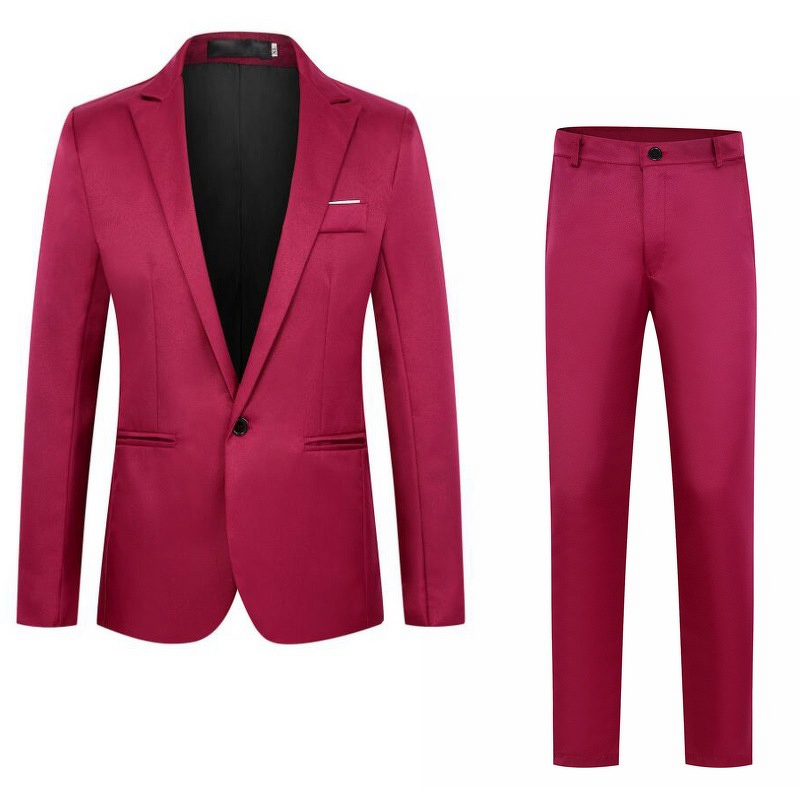 Slim Fit Suit Set Manufacturer - OEM New Men's Business Casual Slim Fit Suit Set Two-Piece Single Breasted Closure Zipper Fly