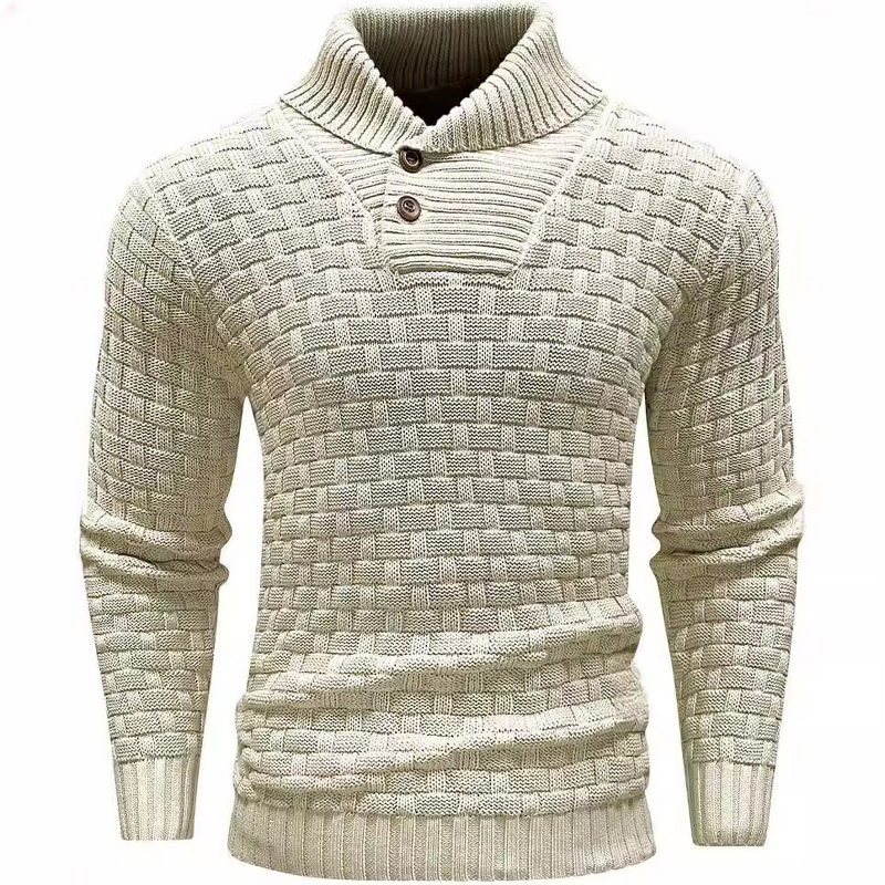 Men's Sweater Factory - OEM Winter Men's Anti-Pilling Knitted Pullover Sweater Slim Fit Polyester/Cotton