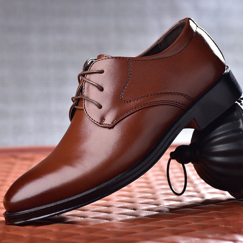 Leather Shoes Manufacturer - OEM Men's Business Formal Versatile Casual Lace-up Solid Pattern
