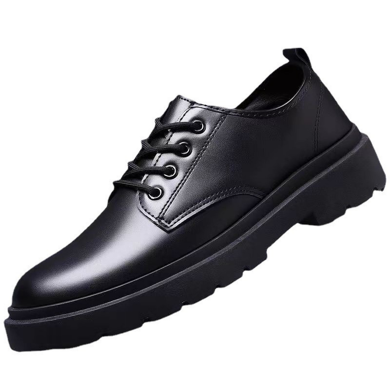 Dress Shoes Manufacturer - OEM Men's Casual Business Front Lace-Up Thick-Soled Black
