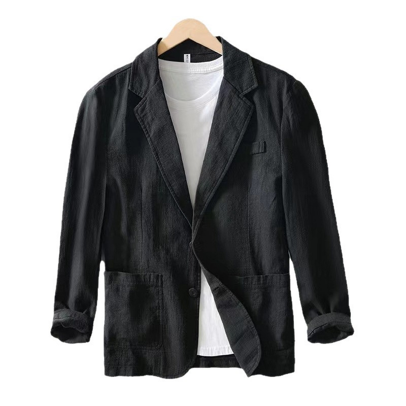 Casual Suit Jacket Manufacturer - OEM Men's Casual Suit Jacket Single-Layer V-Neck Single Breasted Anti-Shrink Solid Color