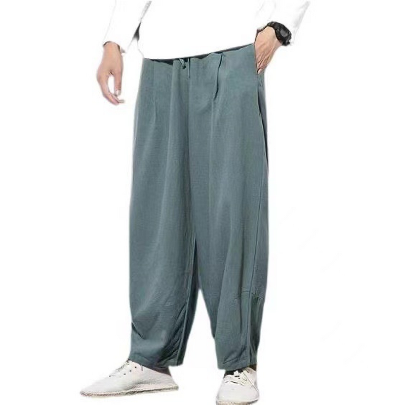 Harem Pants Factory - OEM Autumn Thin Men's Casual Straight Flat Front Lantern Harem Pants Chinese Style Zen-Style