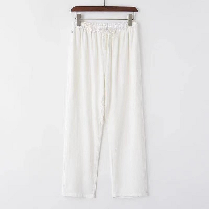 Linen Pants Manufacturer - OEM Linen Lightweight Breathable Straight Long Men's Loose Casual Pants Elastic Waist