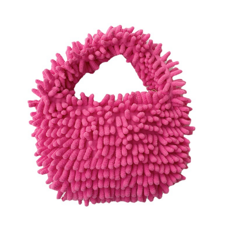 Plush Handbag Manufacturer - OEM Autumn Winter New Style Cute Fashionable Plush Handbag Candy Color Small Square