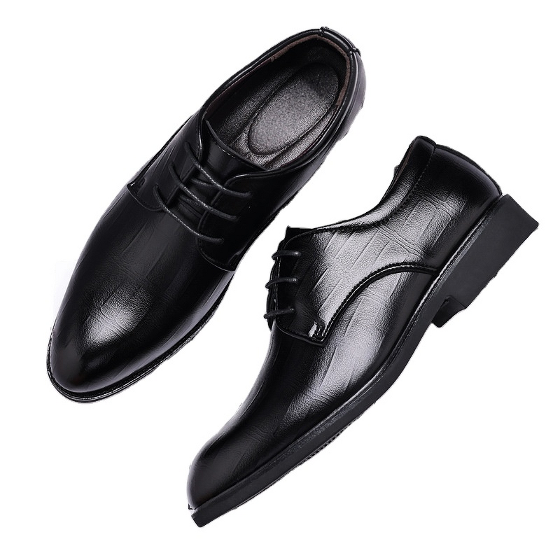Men's Leather Shoes Manufacturer - OEM Casual Trendy Wedding Lace-Up Solid Pattern