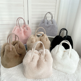 Bucket Handbag Factory - OEM Autumn Winter Fashion Fur Plush Bag New Practical Large Capacity Bucket Handbag