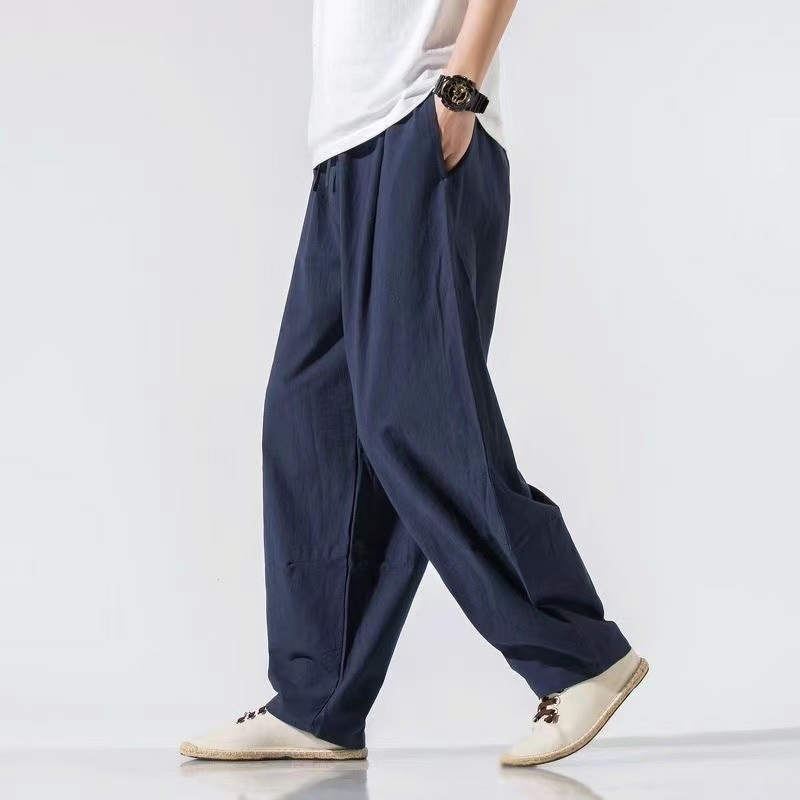 Harem Pants Factory - OEM Autumn Thin Men's Casual Straight Flat Front Lantern Harem Pants Chinese Style Zen-Style