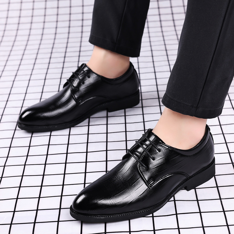 Men's Leather Shoes Manufacturer - OEM Casual Trendy Wedding Lace-Up Solid Pattern