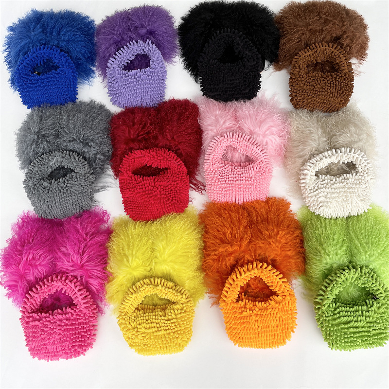 Plush Handbag Manufacturer - OEM Autumn Winter New Style Cute Fashionable Plush Handbag Candy Color Small Square