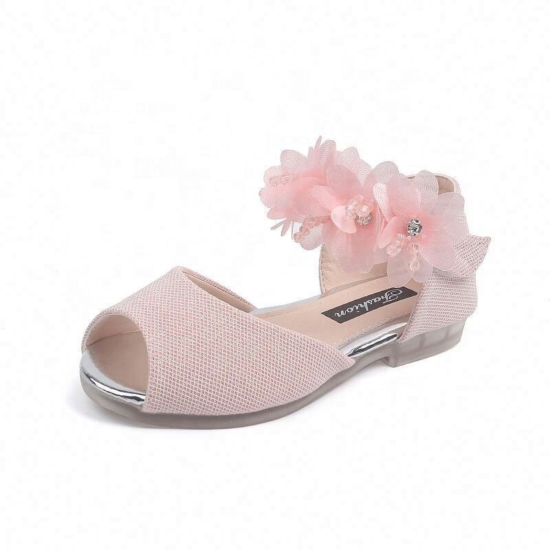 Open Toe Sandals Factory - OEM Fashion Factory Open Toe Kids Flowers Princess Girls Rhinestones Walking Flat Sandals