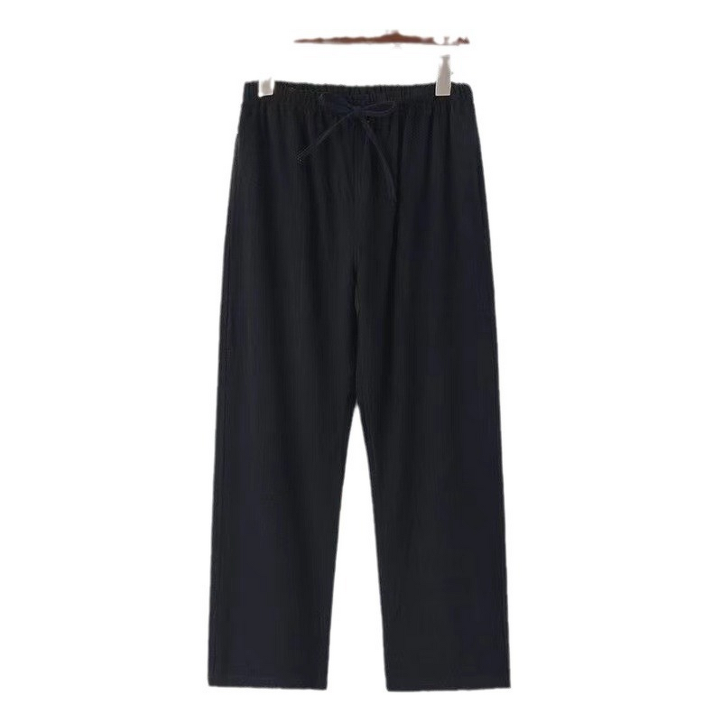 Linen Pants Manufacturer - OEM Linen Lightweight Breathable Straight Long Men's Loose Casual Pants Elastic Waist