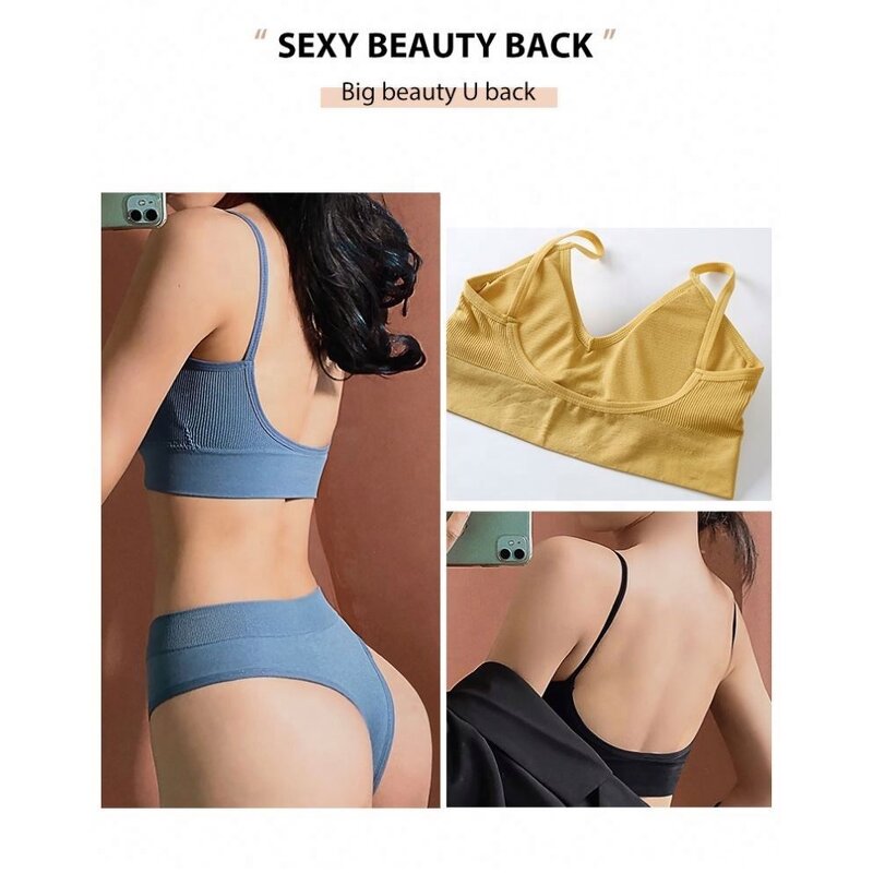 Bra and Panty Sets Manufacturer - OEM New Trend Ruizi Wire Free Girls Brassier Fitness Crop Top Stretch Push up