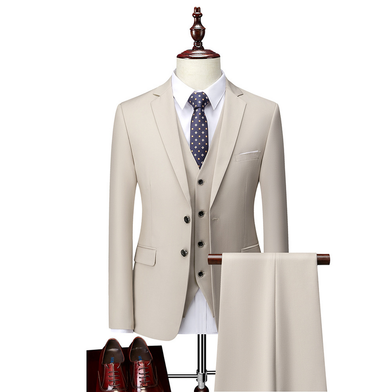 Double-Breasted Suit Set Manufacturer - OEM Double-Breasted Plus Size Suit Set for Men Korean Style Slim Fit Wedding Groom