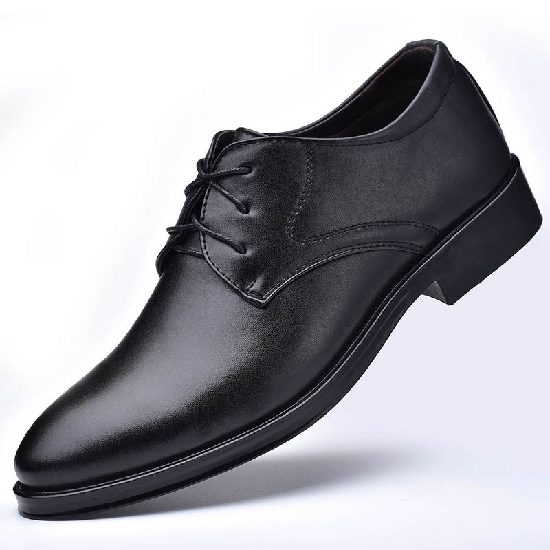 Leather Shoes Manufacturer - OEM Men's Business Formal Versatile Casual Lace-up Solid Pattern