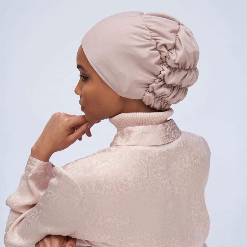 Muslim Hijabs Caps Manufacturer - OEM High Quality Ruizi Est Islamic Muslim Ruched Elastic Milk Silk Cotton Jersey