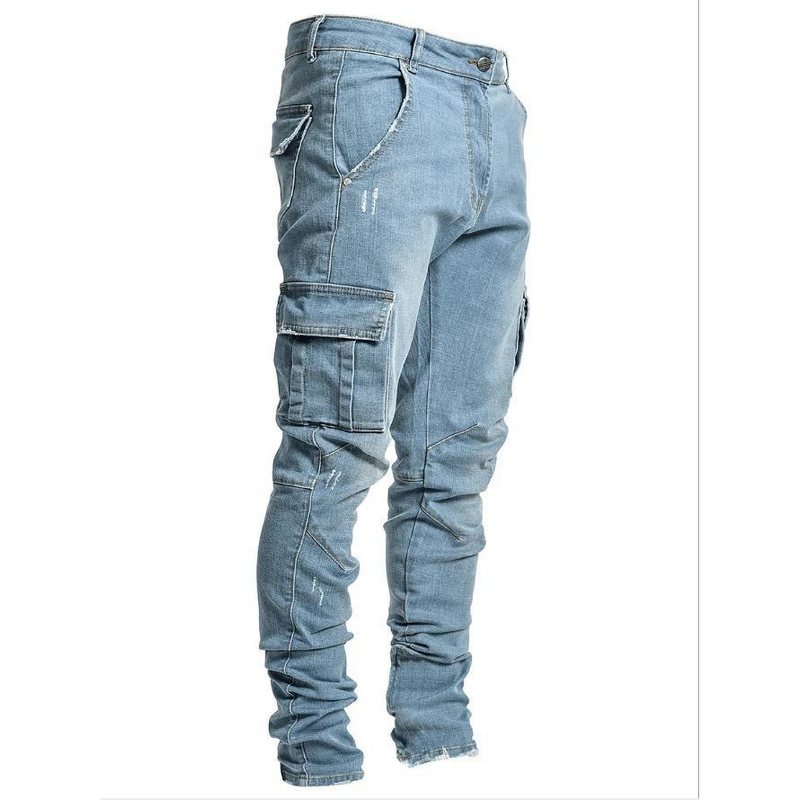 Men's Jeans Manufacturer - OEM European American New Men's Jeans Slim Fit Side Pockets Casual Style Denim Fabric