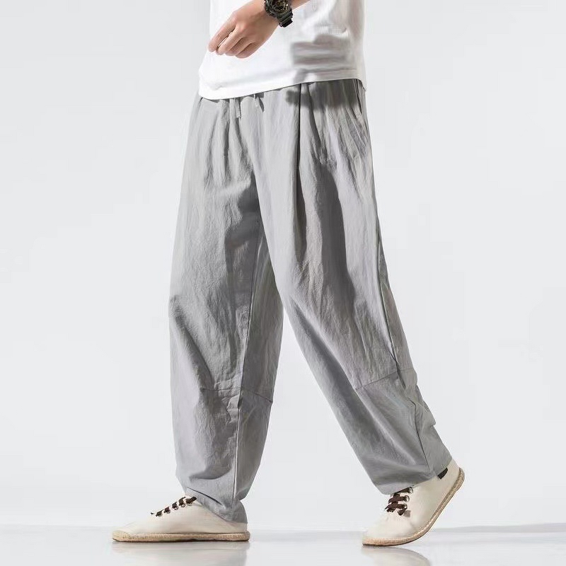 Harem Pants Factory - OEM Autumn Thin Men's Casual Straight Flat Front Lantern Harem Pants Chinese Style Zen-Style