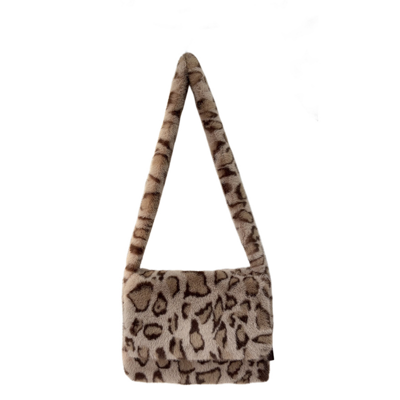Leopard Print Bag Factory - OEM Autumn Winter Leopard Print Bag Large Capacity Crossbody Plush Bag Single Shoulder