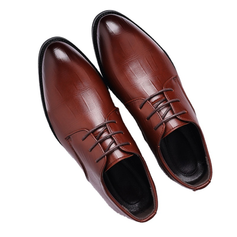 Men's Leather Shoes Manufacturer - OEM Casual Trendy Wedding Lace-Up Solid Pattern