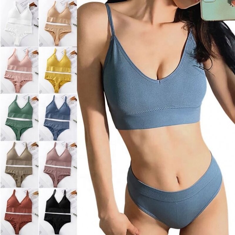 Bra and Panty Sets Manufacturer - OEM New Trend Ruizi Wire Free Girls Brassier Fitness Crop Top Stretch Push up
