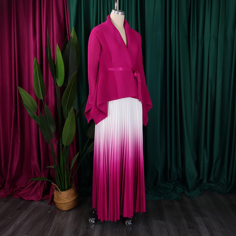 African Clothing Cape Set Factory - OEM African Clothing Cape Solid Color Blouse Gradient Long Skirt Suit