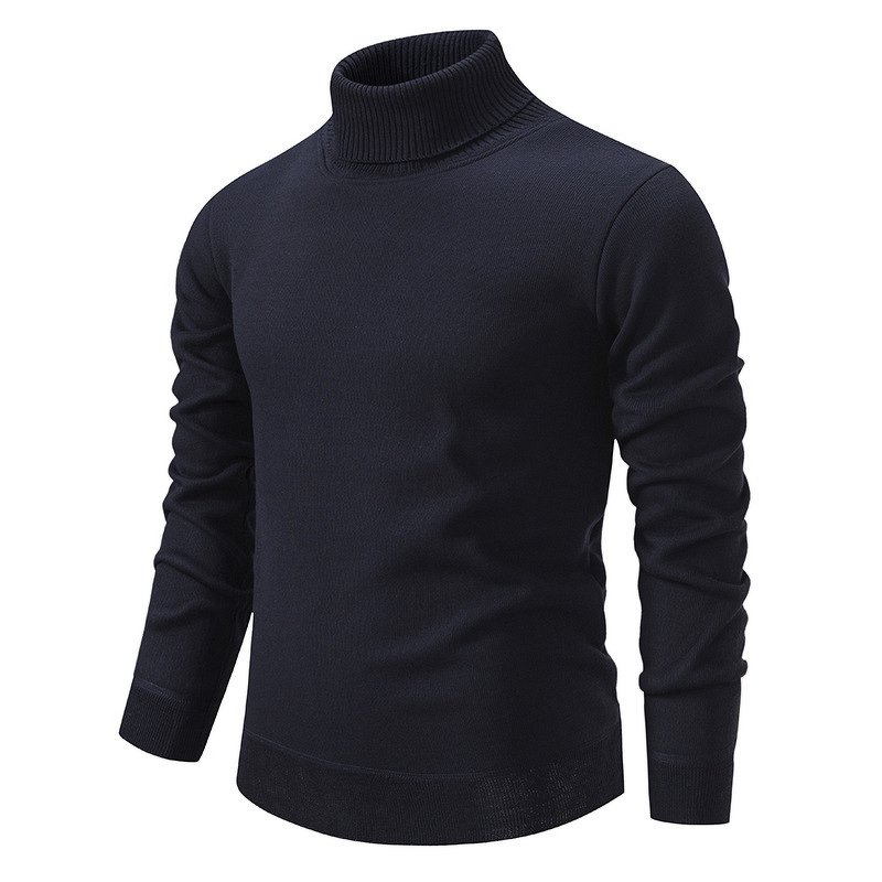 Cotton Sweater Factory - OEM Autumn Winter Men's Cotton Sweater Knitted Long Sleeve Pullover Trendy High Neck Anti-pilling