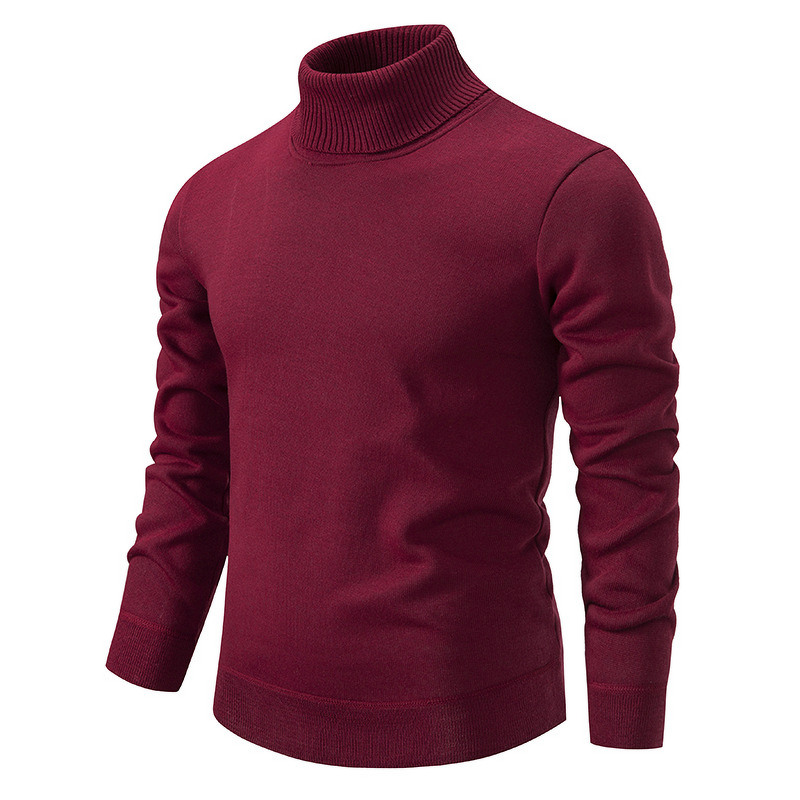Cotton Sweater Factory - OEM Autumn Winter Men's Cotton Sweater Knitted Long Sleeve Pullover Trendy High Neck Anti-pilling