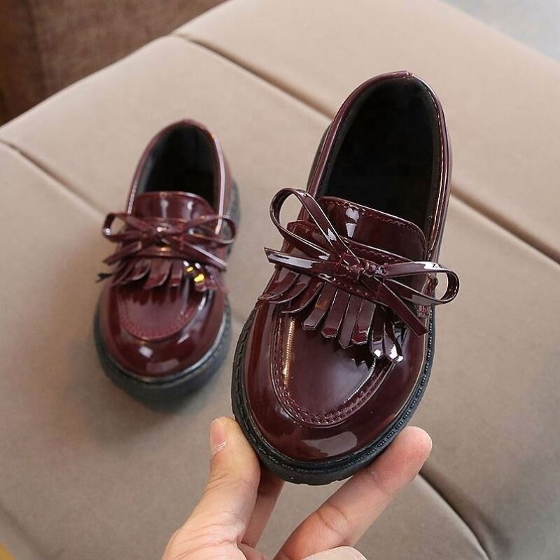 Children's Loafers Factory - OEM Fashion Factory New Leather Children's Party Girls Round Toe Flat Cause Loafers Kids Shoes