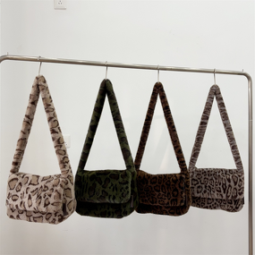 Leopard Print Bag Factory - OEM Autumn Winter Leopard Print Bag Large Capacity Crossbody Plush Bag Single Shoulder