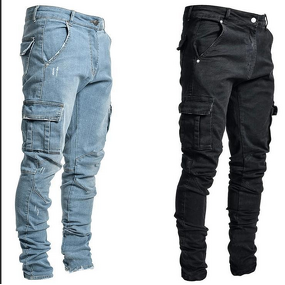 Men's Jeans Manufacturer - OEM European American New Men's Jeans Slim Fit Side Pockets Casual Style Denim Fabric
