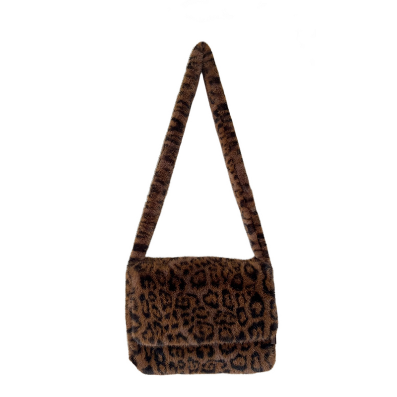 Leopard Print Bag Factory - OEM Autumn Winter Leopard Print Bag Large Capacity Crossbody Plush Bag Single Shoulder