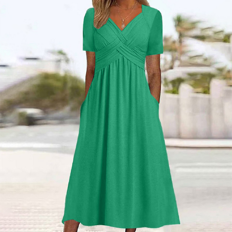 Umbrella Skirt Dress Manufacturer - OEM Summer New Vintage European American Women's Polyester Mid-Length