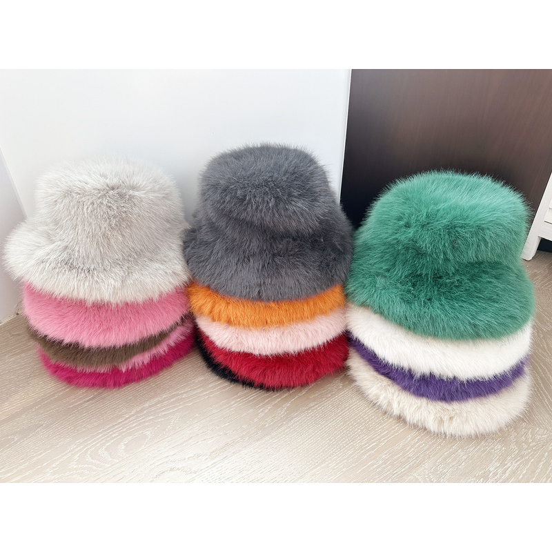 Fisherman Hat Factory - OEM Fur Autumn Winter Plush Stylish Punk & Sexy Basin Fisherman Hat Casual Scene