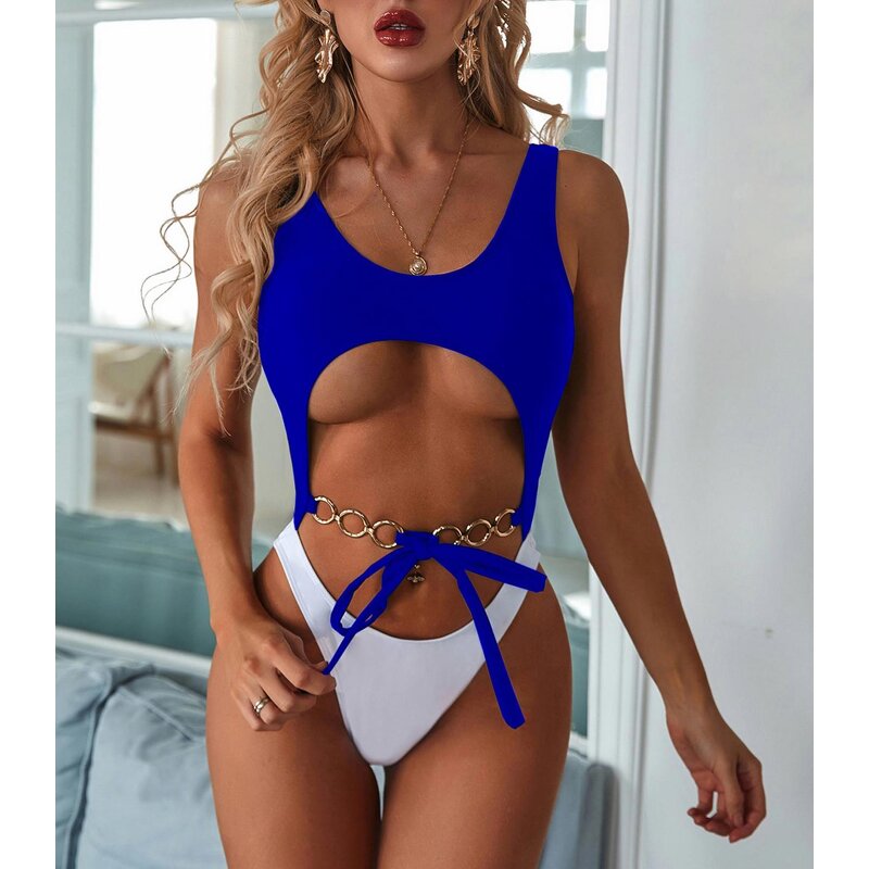 One Piece Swimwear Manufacturer - OEM Custom New Women's One Piece Swimwear Front Crossover Swimsuits Hollow Bathing Suits