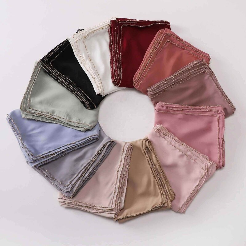 Muslim Shawls Manufacturer - OEM 2024 Ruizi Supplier Islam Malaysia Korean Shawls Handmade Beads Muslim Premium Chiffon