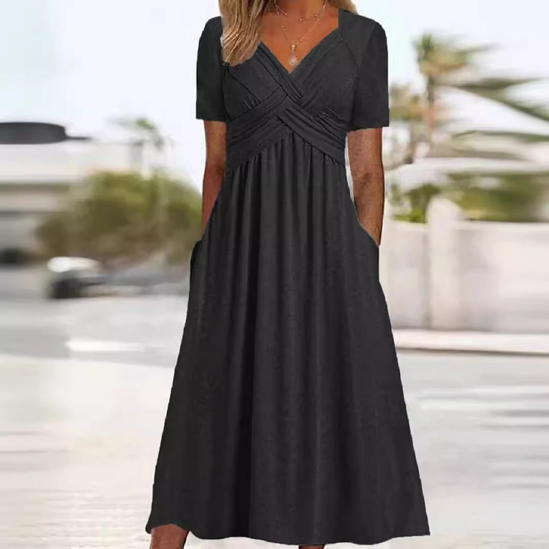 Umbrella Skirt Dress Manufacturer - OEM Summer New Vintage European American Women's Polyester Mid-Length