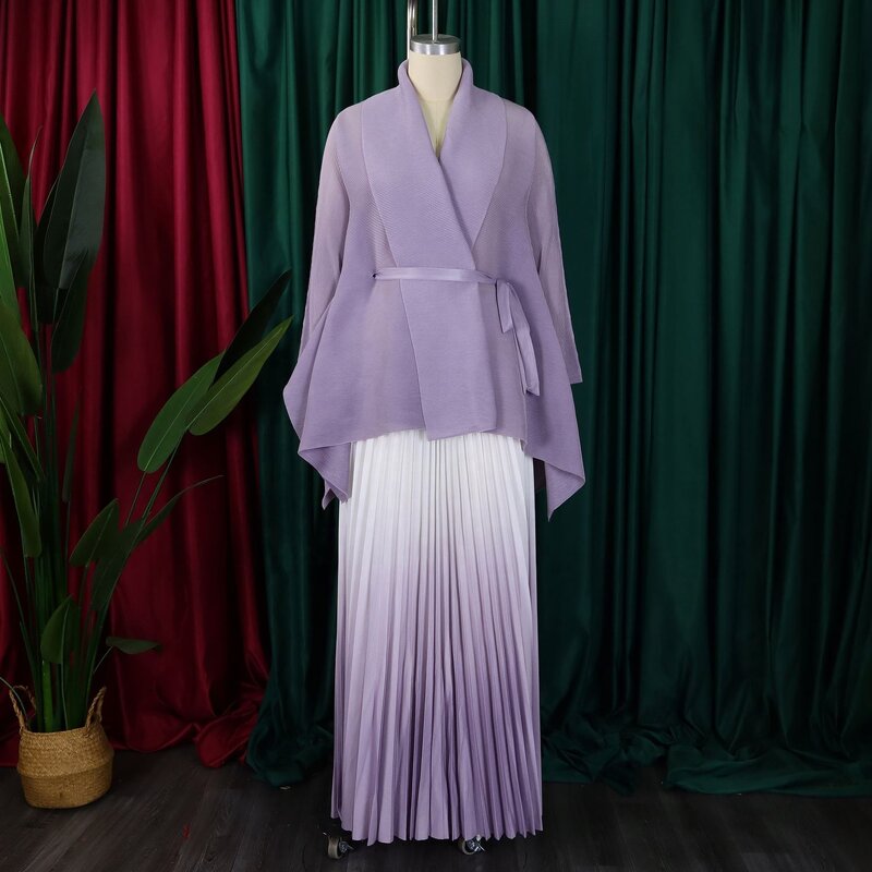 Dolman Sleeve Set Manufacturer - OEM Fashion Elegant Dolman Sleeve Top Gradient Color Skirt Two-Piece Set Plus Size