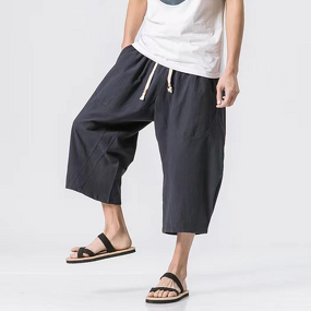 Summer Casual Pants Factory - OEM Men's Lightweight Flat Front Linen/Cotton Summer Casual Pants Plus Size Loose Fit