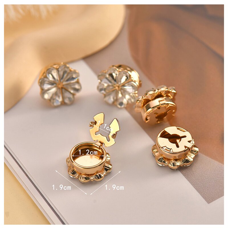 Metal Jewelry Button Covers Manufacturer - OEM/ODM Crystal Flower Heart Shape for Women Shirt