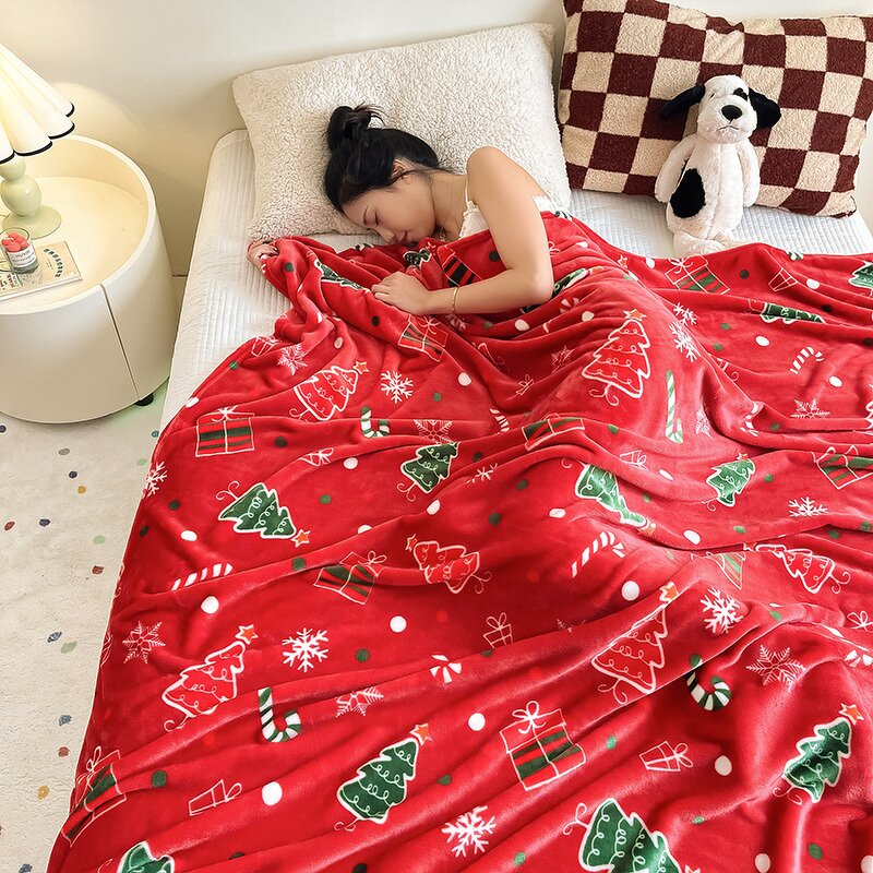 Christmas Blanket Manufacturer - Large Flannel Super Soft Red Coral
