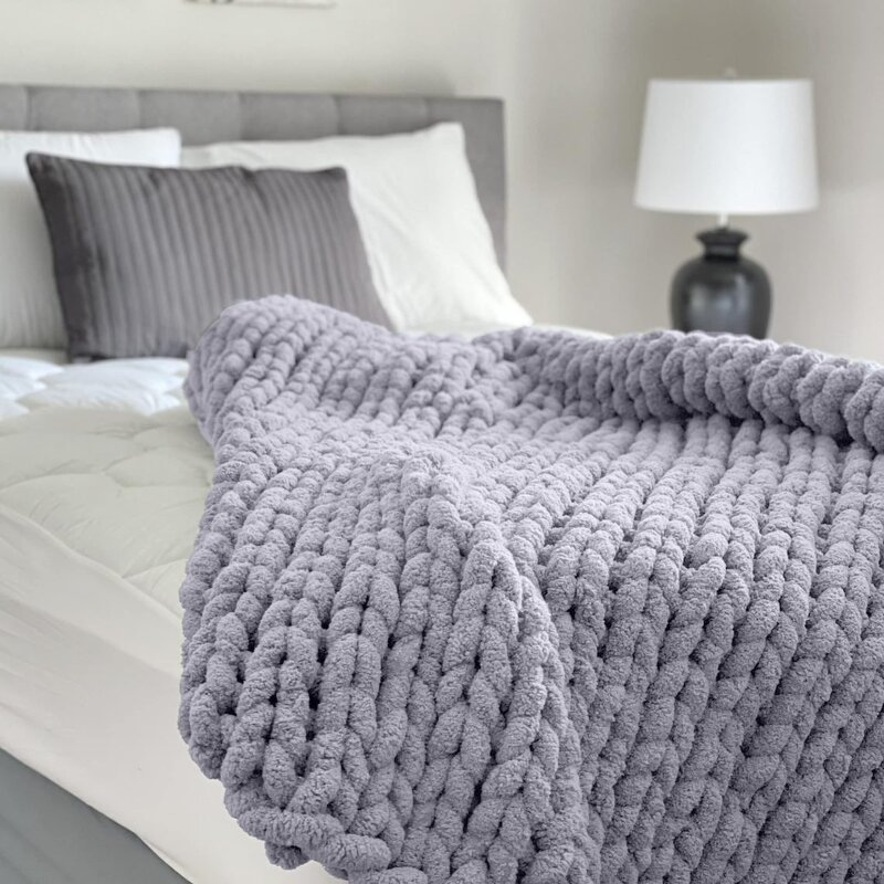 Knitted Blanket Supplier - Luxury Chunky Chenille Handmade Crochet