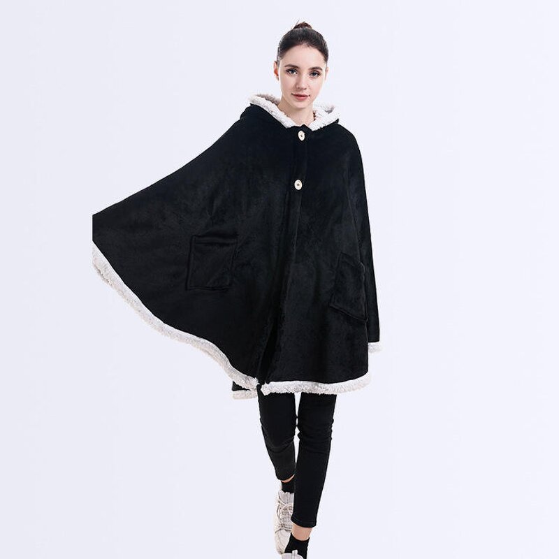 Hooded Blanket Manufacturer - Flannel Sherpa Wearable Lounger Robe
