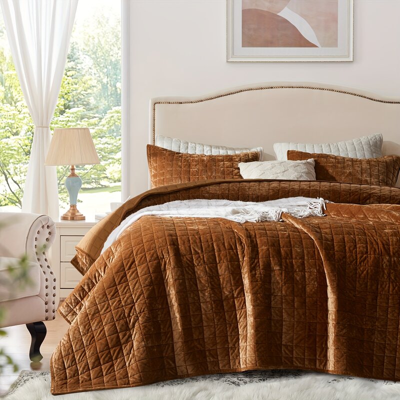 Bedspread Coverlet Manufacturer - Luxury Modern Velvet Quilt Bedding Set