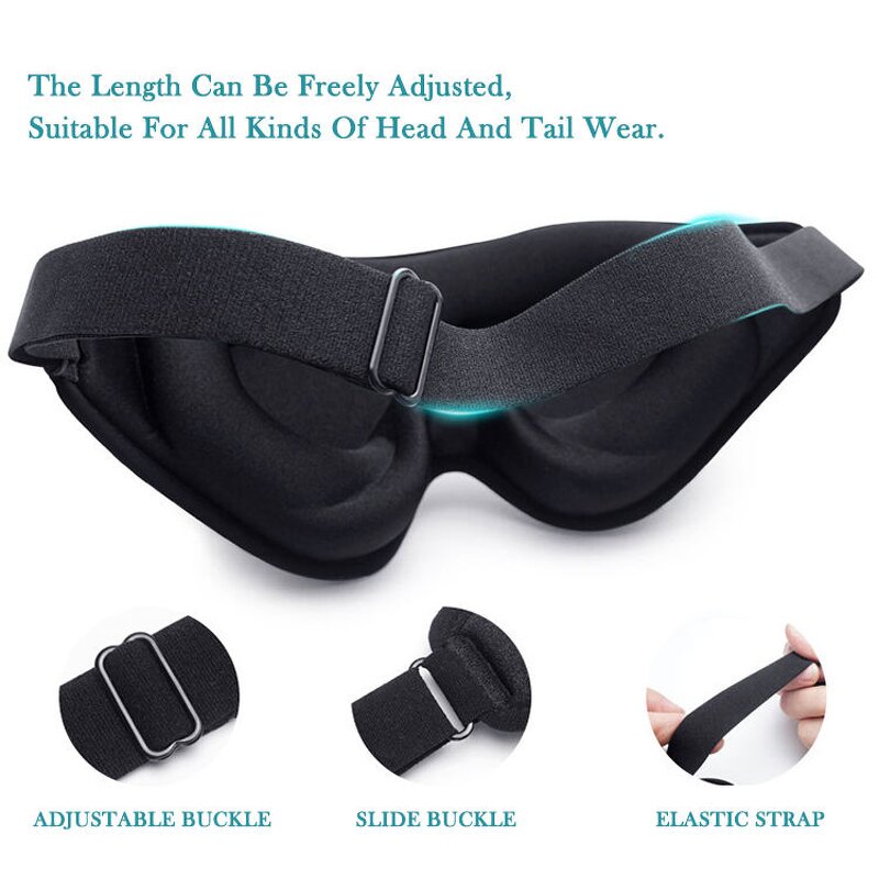 Sleep Eye Mask Factory - Adjustable Strip Nose Wing Soft Black Blindfold