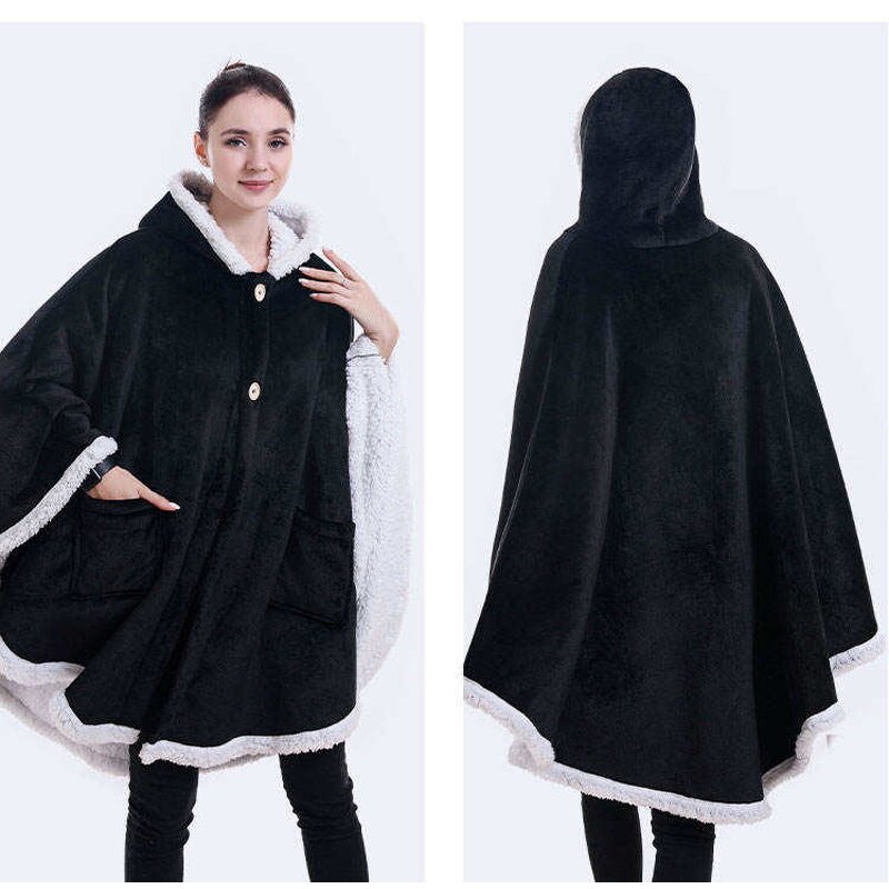 Hooded Blanket Manufacturer - Flannel Sherpa Wearable Lounger Robe